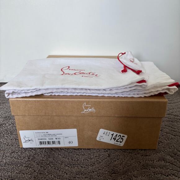 Christian Louboutin Tangueva Alta 100 Metallic Leather Sandals Silver Size EU 40 - Picture 16 of 16